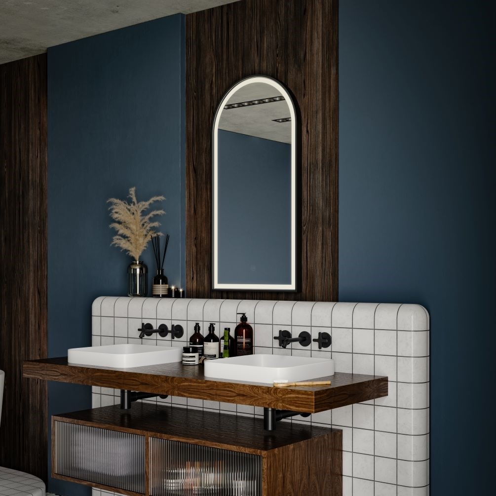 Lifestyle image of Origins Living Lomax Light Arch Black Mirror